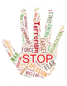 Stop Terrorism, Stop War, Stop Violence, Word Cloud Concept